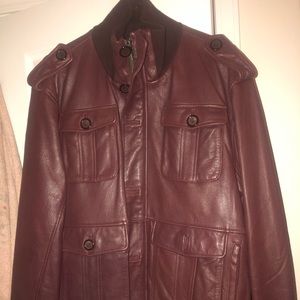 Burgundy leather jacket made in Italy